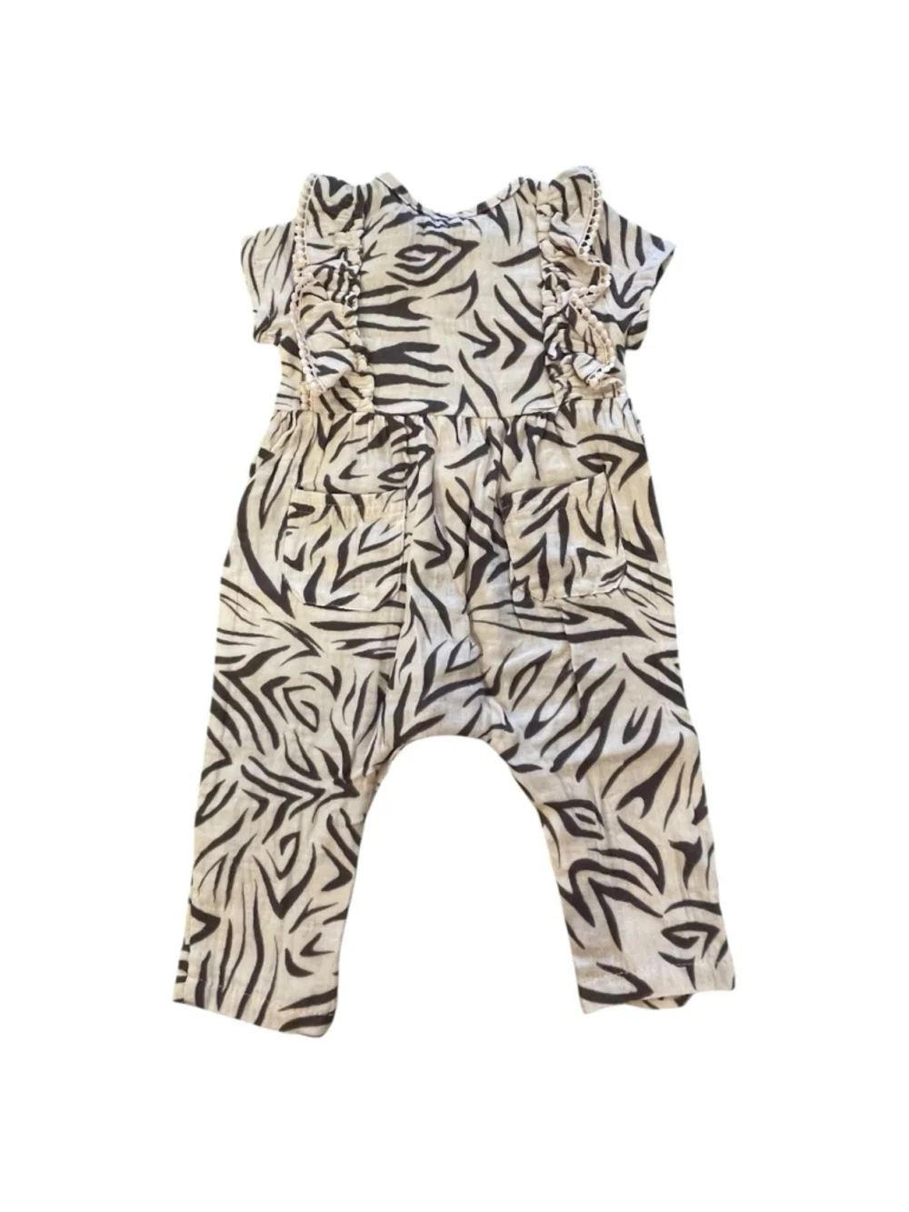 Jessica Simpson Girls Size 12 Month Zebra Print One Piece Romper Coverall NWT
